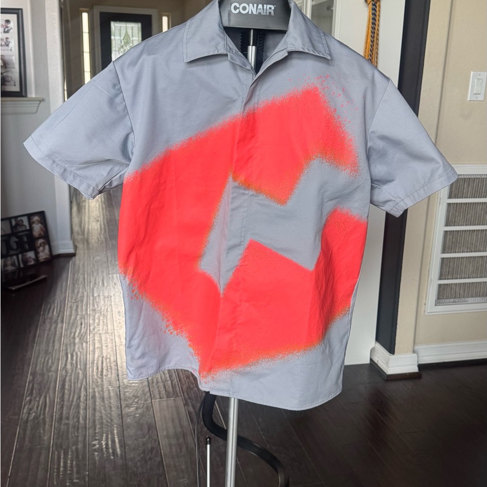 Vibrant Red and Gray Men's Casual Shirt